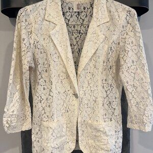 Francesca’s Collection Winter White Lace Jacket, Size Medium